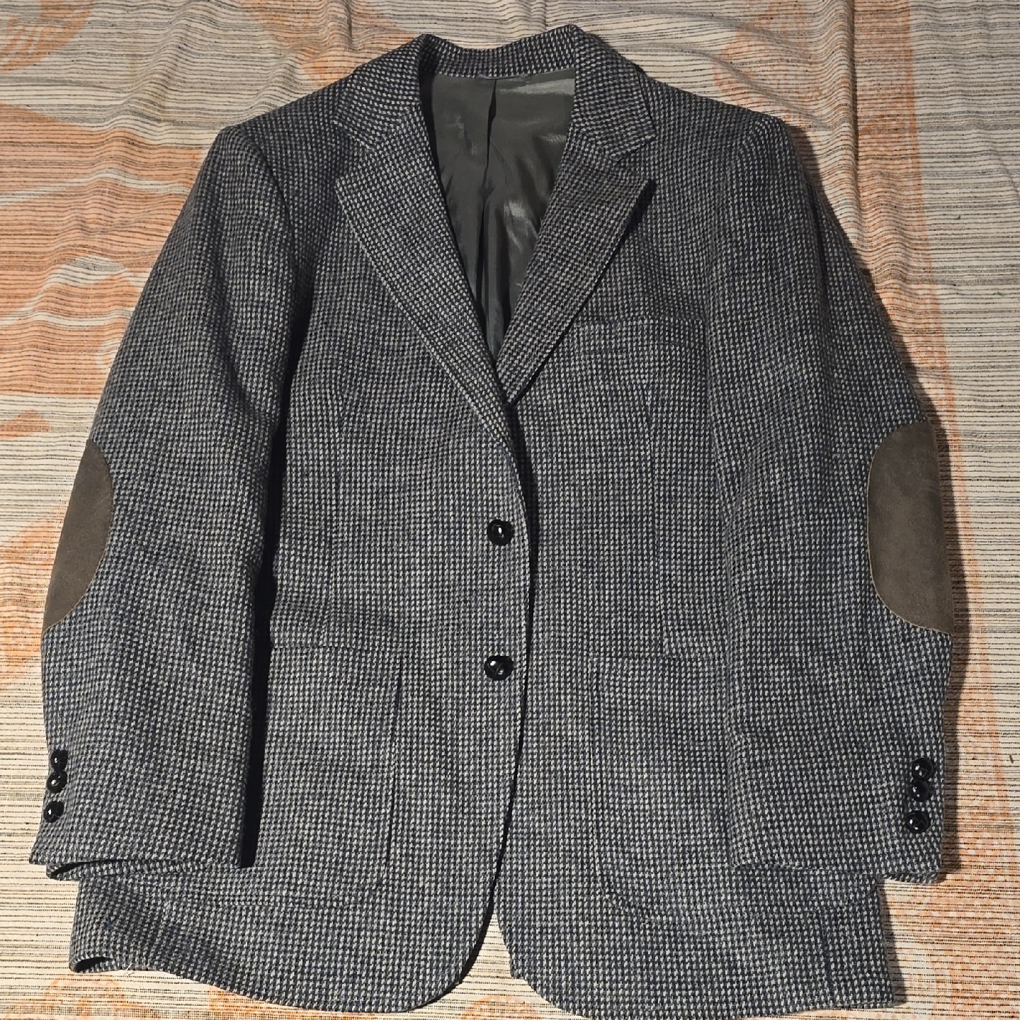 Macy's Men's Store Vintage Charcoal Blazer With Suede Elbow Patches